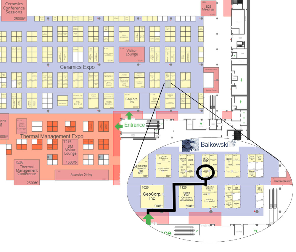 Baikowski booth plan at Ceramics Expo 2022 - Ohio - USA