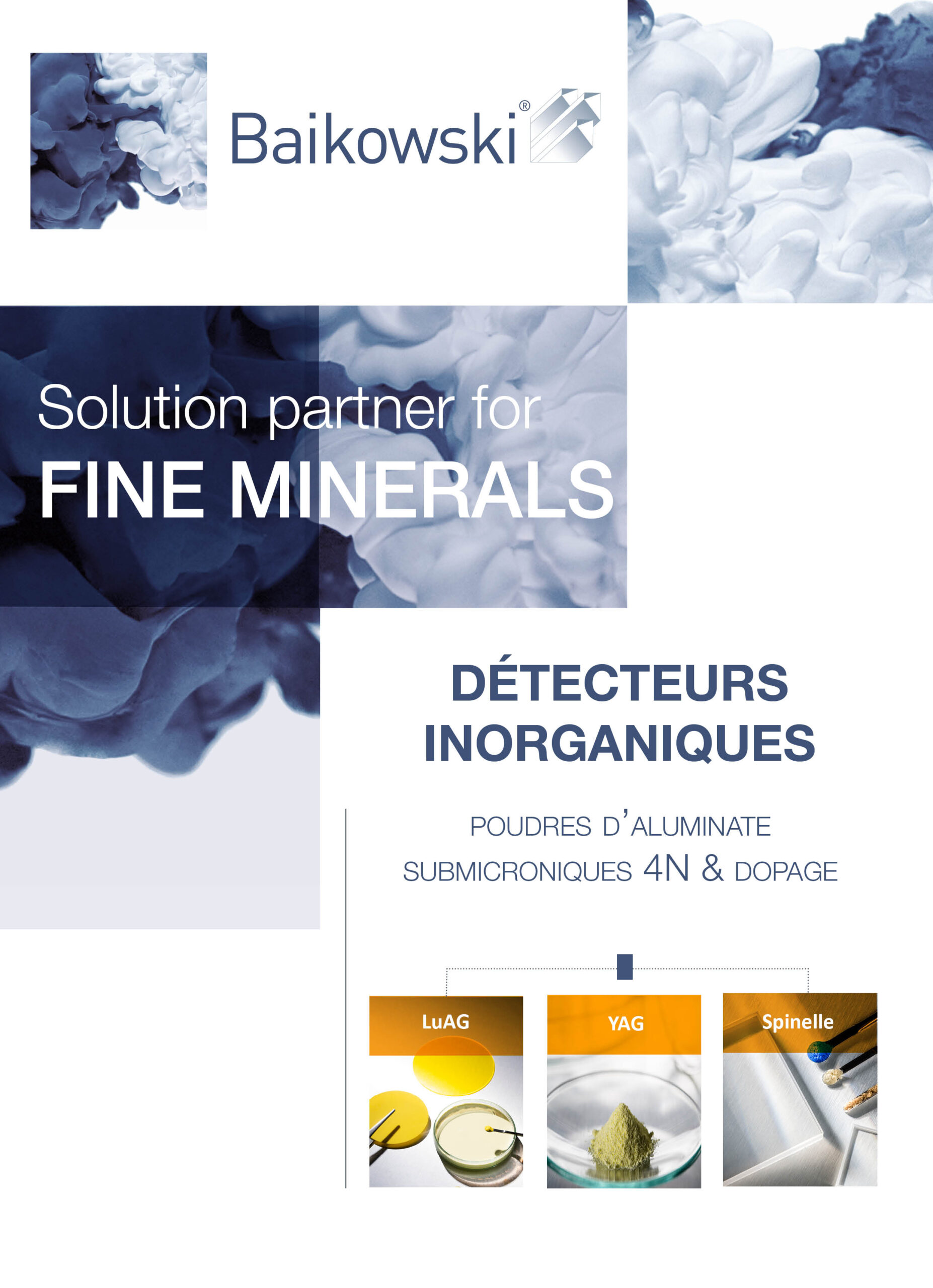 Détecteurs inorganiques: Poudres d'aluminate submicroniques 4N & dopage